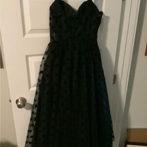 Mac Duggal Black Polka Dot Midi Dress
